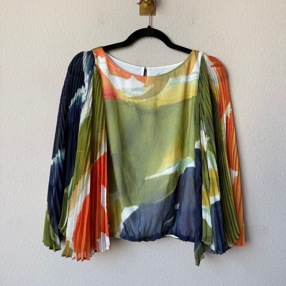 Alice + Olivia Briar Multicolor Accordion Sleeve Top Size XS - Picture 2 of 6